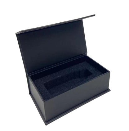 Wholesale Custom Logo Printed Luxury Matte Black Magnetic Flip Rigid Gift Box Flat Pack Black Velvet EVA Lined Cosmetic Jewelry Electronic Apparel Packaging Custom Size Contact Us For Black Brand Packaging Solutions