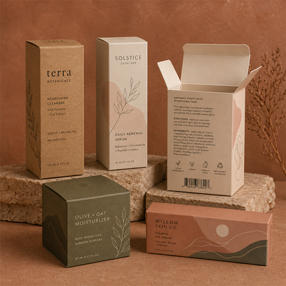 Custom Printed Skin Care Paper Box Luxury Recyclable Art Paper Cosmetic Carton Custom Logo For Serum Cream Toner Facial Mask Beauty Retail Packaging