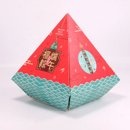 Custom Pyramid Unique Shape Paper Package Box Food Grade Recyclable Card Custom Logo For Zongzi Chocolate Dessert Wedding Candy Gift Takeaway Packaging