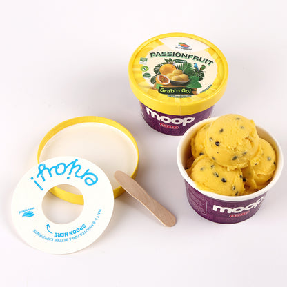 Custom Printed Ice Cream Paper Cup With Dome Lids Food Grade PE/PLA Coated Disposable Frozen Yogurt Gelato Dessert Containers Custom Logo Wholesale OEM ODM