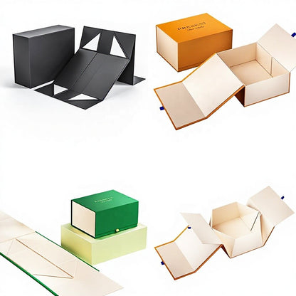 Boîte cadeau rigide magnétique en forme de livre, haut de gamme, pliable, avec couvercle rabattable, logo personnalisé en relief, marquage à chaud pour cosmétiques, bijoux, thé, mariage, parfum, OEM, vente en gros