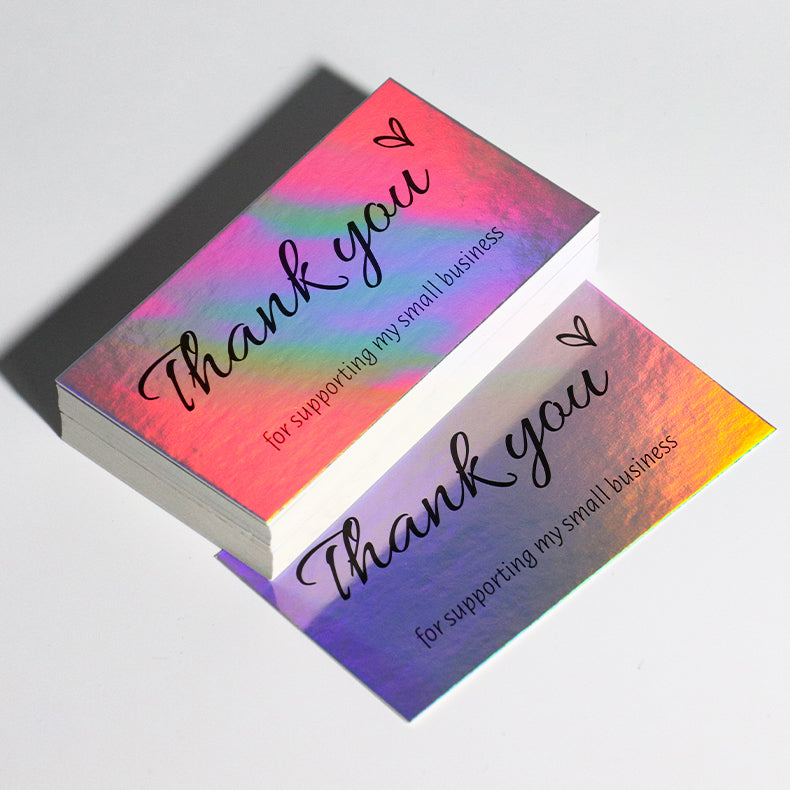 Custom Colorful Paper Thank You Card Full CMYK Color Printing Custom Logo QR Code Small Business Packaging Insert Matte Thick Cardstock Wholesale Printing Service
