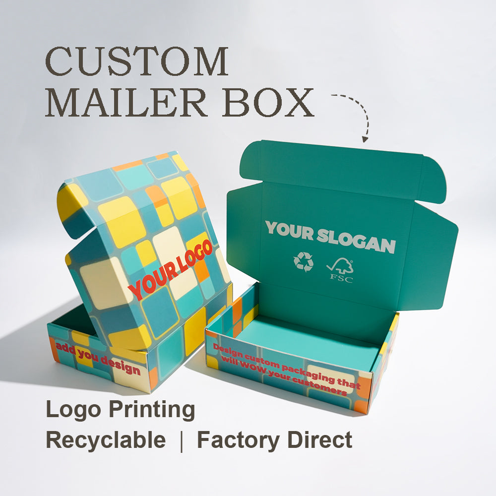 Eco Friendly Customized Corrugated Mailer Paper Box Full CMYK Logo Print Recyclable Foldable E-commerce Shipping Box Apparel Cosmetic Gift Packaging OEM Wholesale