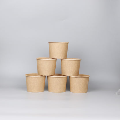 Manufacturer Custom Kraft Paper Soup Bowl With Lid Food Grade Biodegradable Custom Logo For Takeaway Noodle Porridge Pack