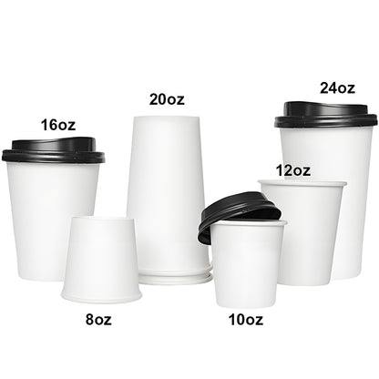 8oz White Disposable Coffee Paper Cup Food Grade Custom Logo For Cafe Tea Takeaway Hot Drink Pack