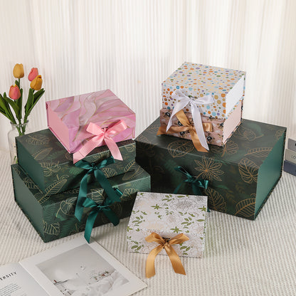 Wholesale Luxury Foldable Magnetic Rigid Cardboard Gift Box Custom Logo Matte Paper With Satin Ribbon For Cosmetic Jewelry Apparel Wedding Holiday OEM Packaging