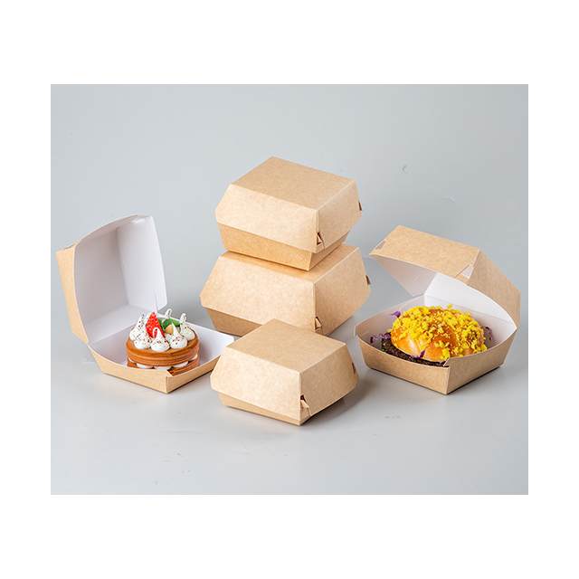 Wholesale Customizable Disposable Corrugated Hamburger Takeaway Box Food Grade Greaseproof Clamshell Carton Custom Logo For Fast Food Restaurant Delivery