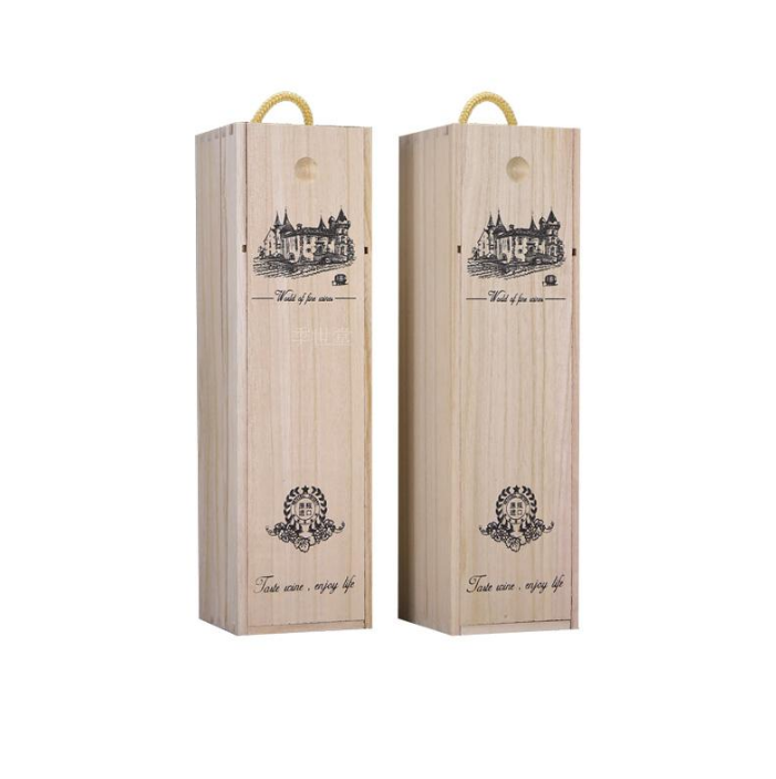 Custom Size Wood Wine Box Custom Logo Eco Pine Paulownia Wood For Single Double Wine Bottle Holiday Business Gift Pack