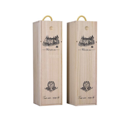 Custom Size Wood Wine Box Custom Logo Eco Pine Paulownia Wood For Single Double Wine Bottle Holiday Business Gift Pack