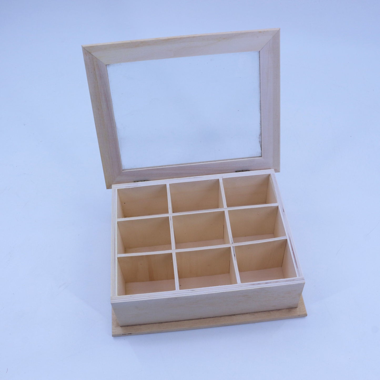 Wholesale Custom 9 Compartment Wooden Organizer Custom Logo Eco Paulownia Pine Wood For Tea Jewelry Spice Craft Storage Gift Box