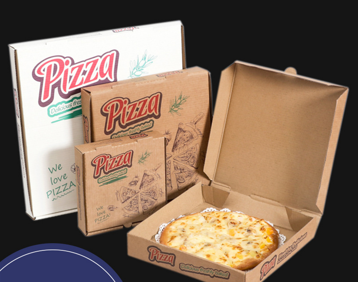 Cheap Customized Printing & Size Corrugated Pizza Box Food Grade Recyclable Kraft Takeaway Carton Custom Logo For Pizza Restaurant Delivery Packaging