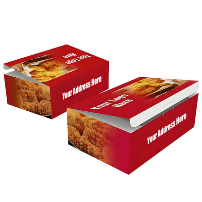 Custom Logo Takeaway Fast Food Packaging Box Food Grade Greaseproof Disposable Kraft Paper Container Multi-Size For Burger Fried Chicken Salad Catering Delivery
