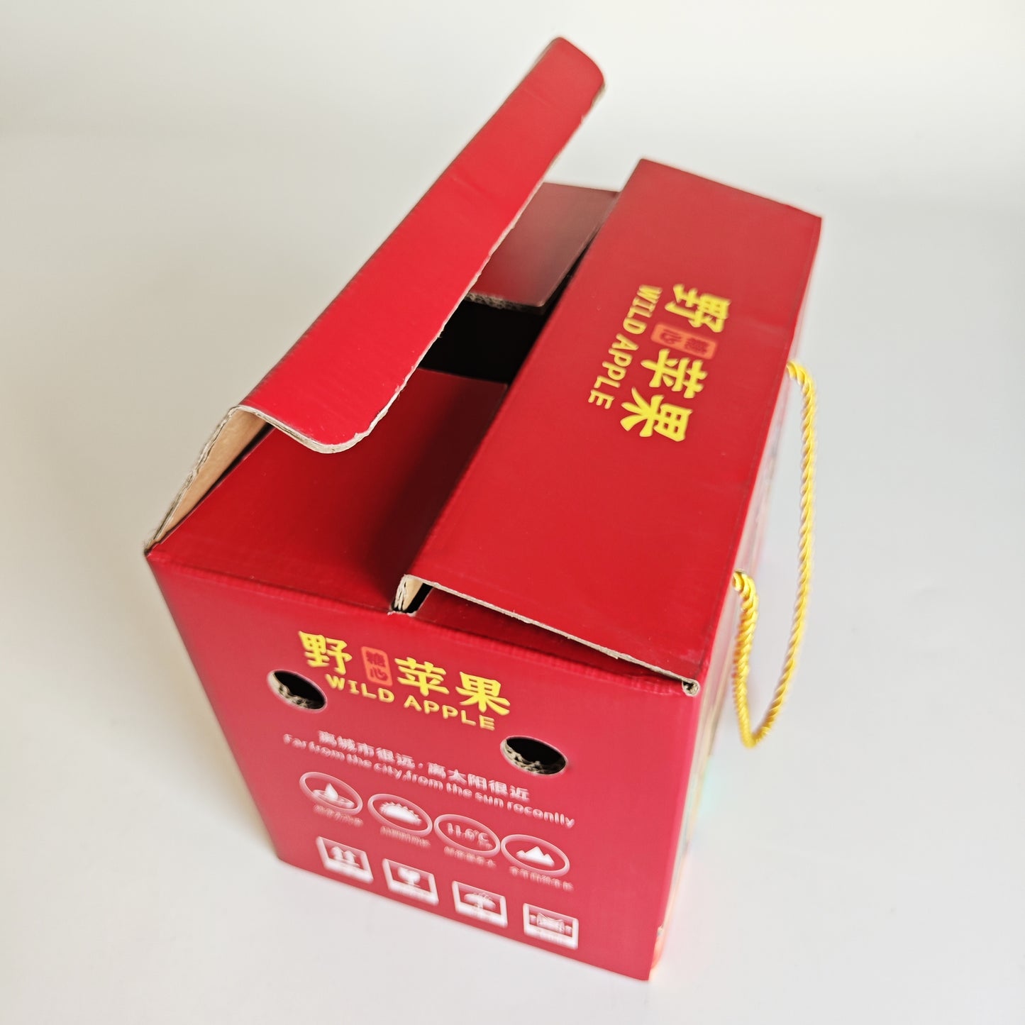 High Quality Custom Logo Hard Corrugated Gift Box Recyclable Kraft Paper Packaging With Handle For Wine Fruit Corporate Festival Gift