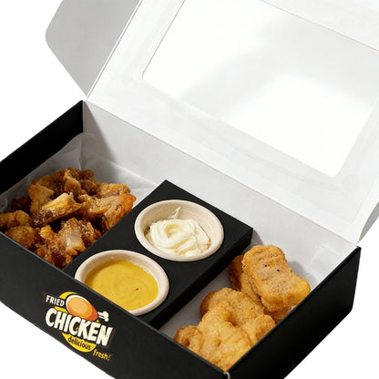Factory Custom Burger Fried Chicken French Fries Combo Box Food Grade Greaseproof Divided Takeout Paper Box Custom Logo For Fast Food Restaurant Delivery Catering