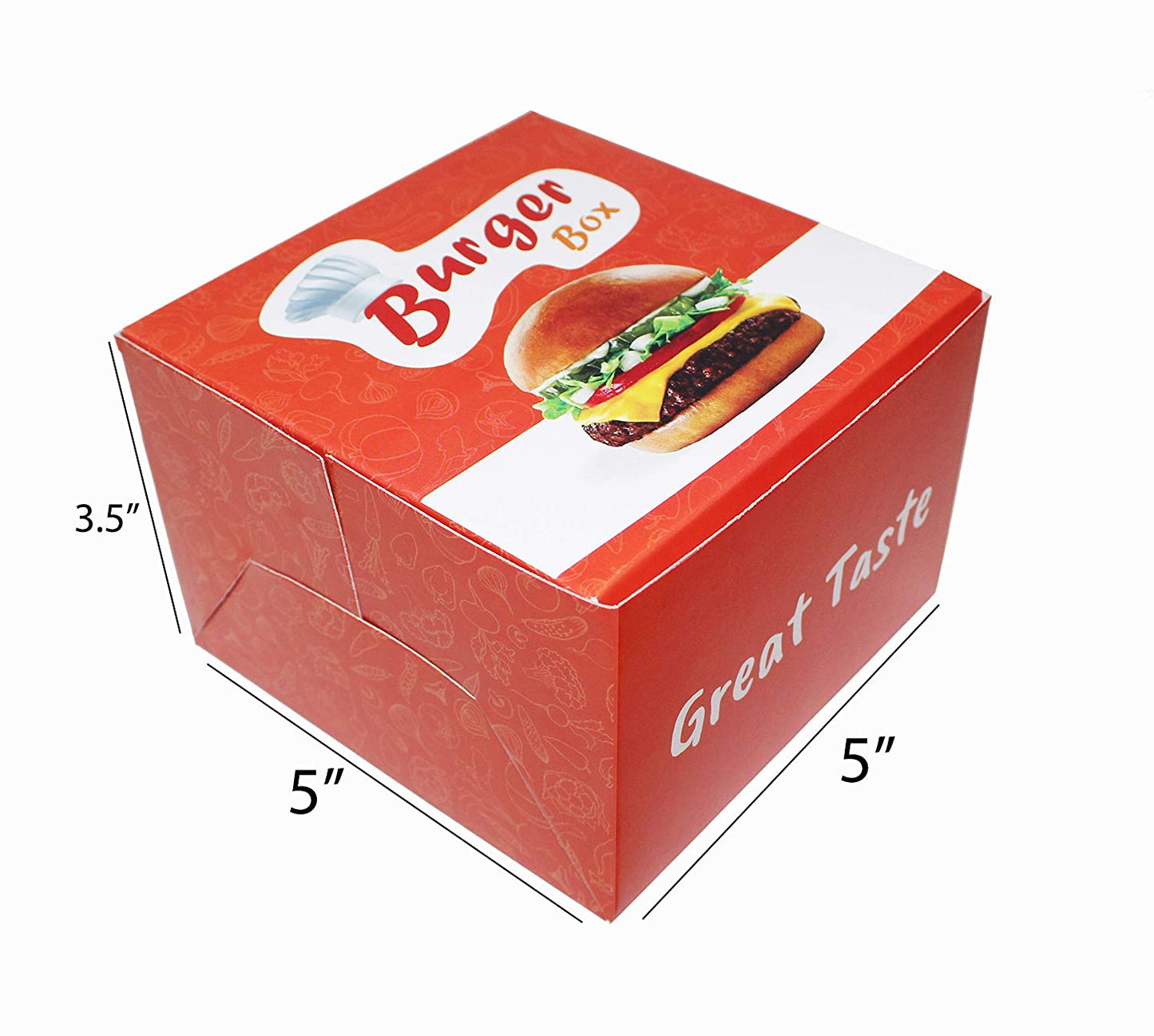 Orange Custom Embossed Long Clamshell Open Top Box Food Grade Greaseproof Disposable Paper Burger Takeaway Container Custom Logo For Fast Food Restaurant
