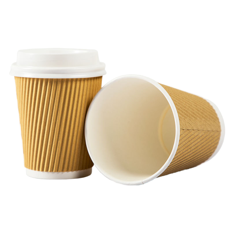 Custom Pattern Printed Paper Cup With Lid Disposable Single/Double Wall Food Grade Hot Coffee Tea Takeaway Cup Full Color Pattern Printing OEM Wholesale