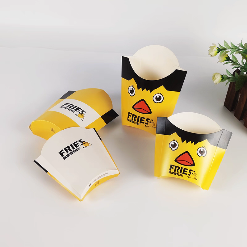 Custom Logo Restaurant Grade French Fries Paper Box Food Grade Greaseproof Recyclable Disposable Cone Takeout Container For Fast Food Snack Catering