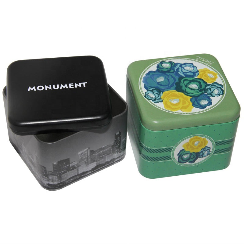 Small Black Rectangle Slide Lid Custom Logo Tin Box Recyclable Tinplate Metal Case For Mint Cosmetic Hardware Gift Pack