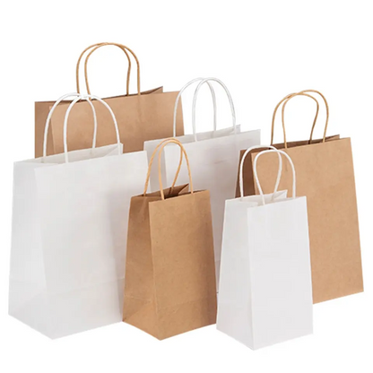 Colorful Kraft Paper Portable Packing Bag Eco Recyclable Custom Logo For Retail Gift Party Grocery Pack