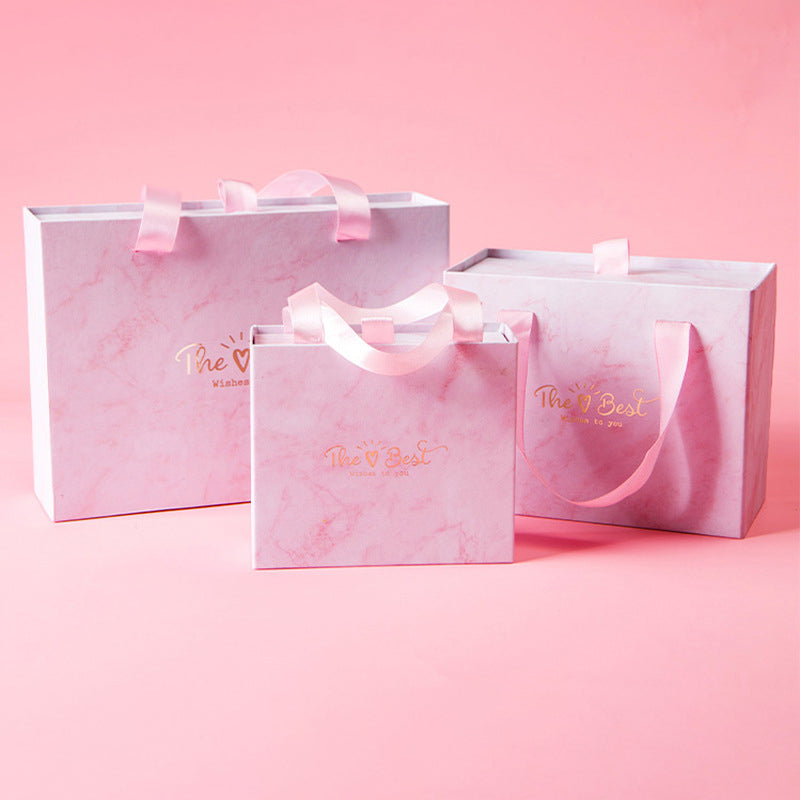 High-end Boutique Gift Box With Customizable Handle Foldable Magnetic Rigid Box Custom Logo Print Wedding Holiday Cosmetic Jewelry Portable Luxury Packaging OEM Wholesale