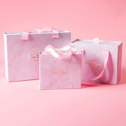 High-end Boutique Gift Box With Customizable Handle Foldable Magnetic Rigid Box Custom Logo Print Wedding Holiday Cosmetic Jewelry Portable Luxury Packaging OEM Wholesale