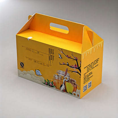 Multi Size Kraft Paper Corrugated Handle Boxes Recyclable Portable Carton Custom Logo For Fruit Snack Gift E-commerce Shipping Packaging