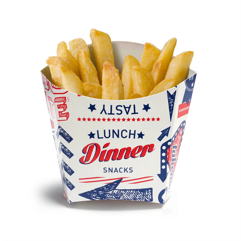 Cheap Cone Shape Brown Kraft French Fry Paper Cone Food Grade Greaseproof Disposable Snack Holder With Sauce Pocket Custom Logo For Fast Food Restaurant Takeaway