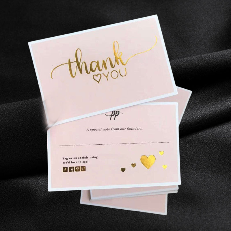 Custom Logo Business Thank You Cards Full Color CMYK Printing Gold Foil Matte Thick Cardstock Small Business Packaging Insert Visiting Card Wholesale Printing Service