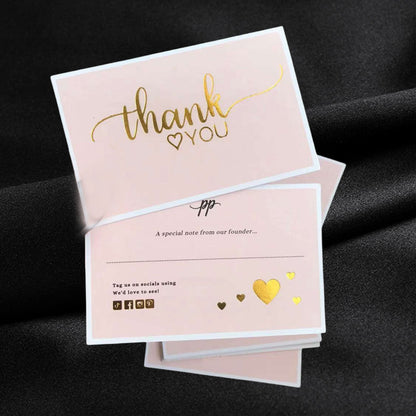 Custom Logo Business Thank You Cards Full Color CMYK Printing Gold Foil Matte Thick Cardstock Small Business Packaging Insert Visiting Card Wholesale Printing Service