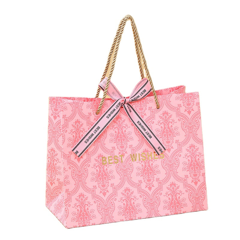 Wholesale Eco-Friendly Portable Paper Gift Bag Recyclable Custom Logo For Birthday Wedding Cosmetic Retail Pack