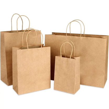 Colorful Kraft Paper Portable Packing Bag Eco Recyclable Custom Logo For Retail Gift Party Grocery Pack