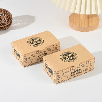 Custom Take Away Food Packaging Box Food Grade Greaseproof Recyclable Disposable Kraft Paper Lunch Box Custom Logo For Restaurant Fast Food Delivery Catering
