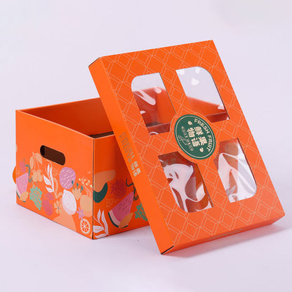 Custom Hand Carry Book Shaped Corrugated Gift Box Recyclable Kraft Paper Box With Portable Handle For Wine Fruit Cosmetic Corporate Gift Set