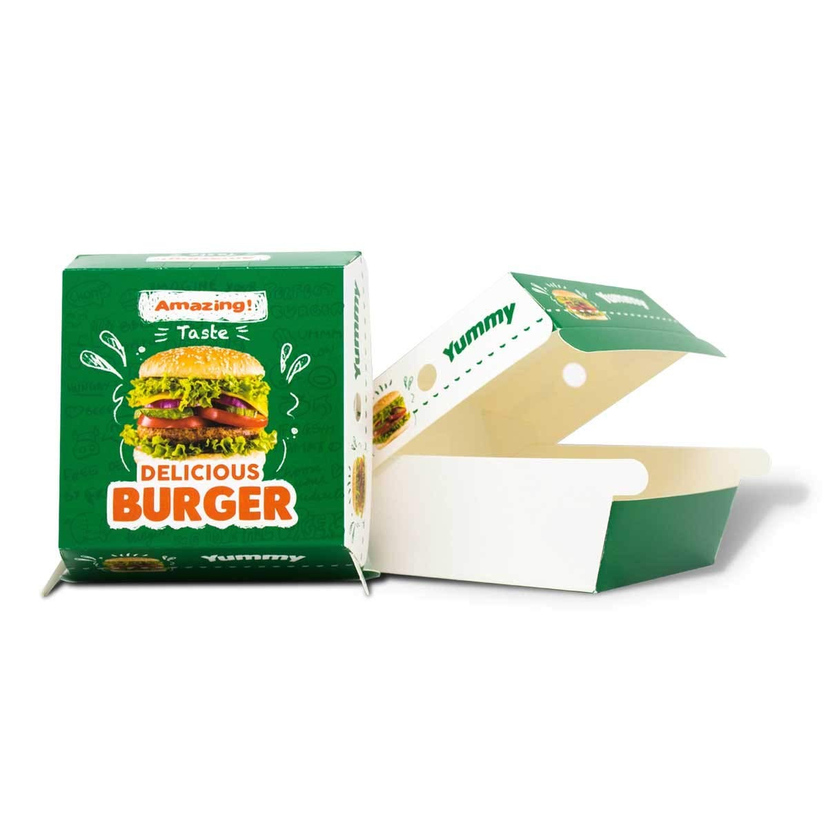 Wholesale Custom Printing Food Grade Cardboard Box Greaseproof Disposable Takeaway Container Custom Logo For Restaurant Fast Food Packaging