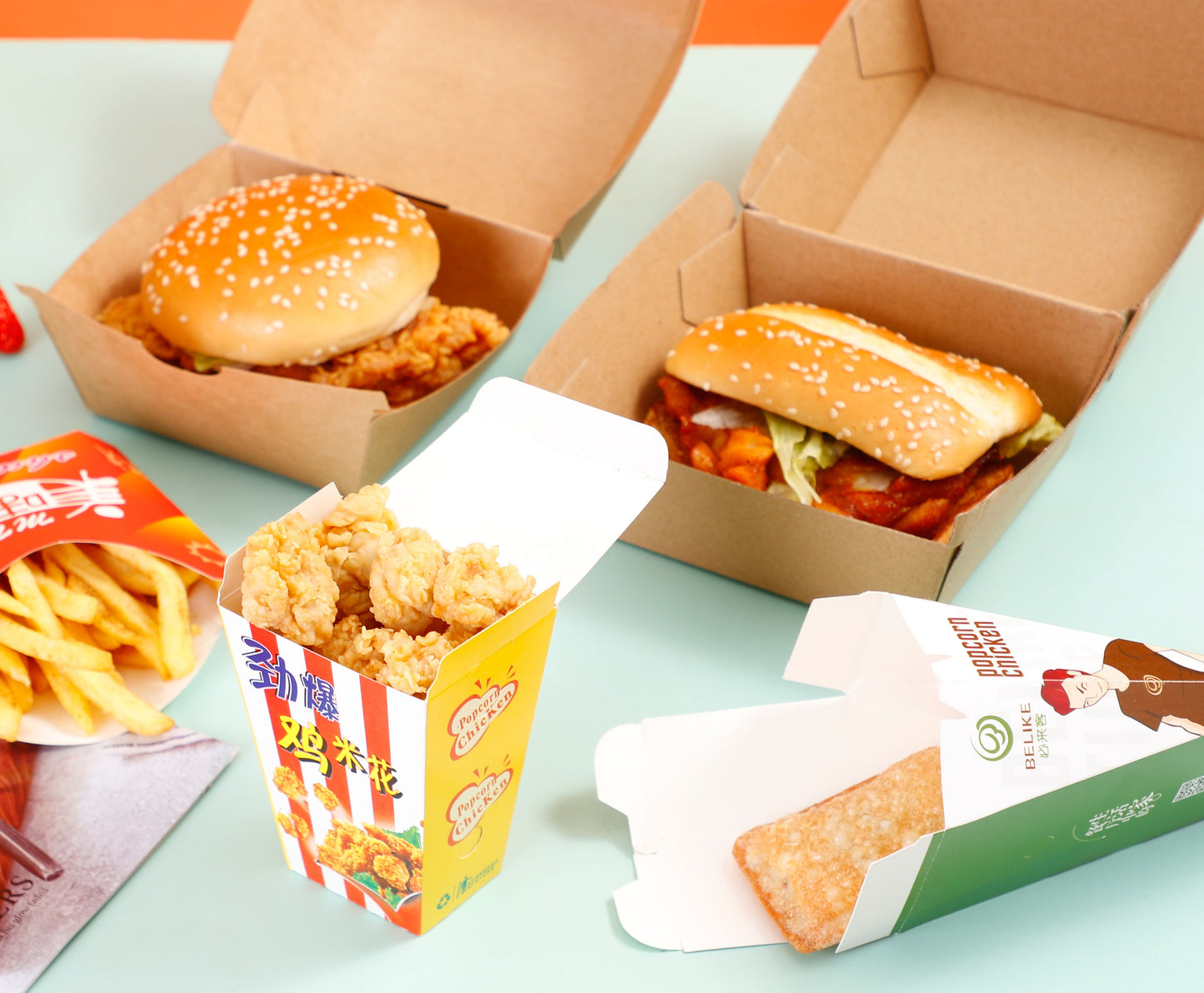 Custom Print Black Burger Delivery Box Food Grade Greaseproof Disposable Clamshell Paper Box Custom Logo For Gourmet Burger Fast Food Restaurant Takeaway Delivery