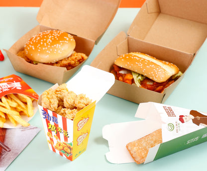 Custom Print Black Burger Delivery Box Food Grade Greaseproof Disposable Clamshell Paper Box Custom Logo For Gourmet Burger Fast Food Restaurant Takeaway Delivery