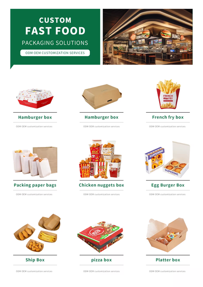 Custom Logo Fried Chicken Wings Paper Box Food Grade Greaseproof Disposable Clamshell Takeout Carton Custom Size For Fried Chicken Fast Food Restaurant Delivery