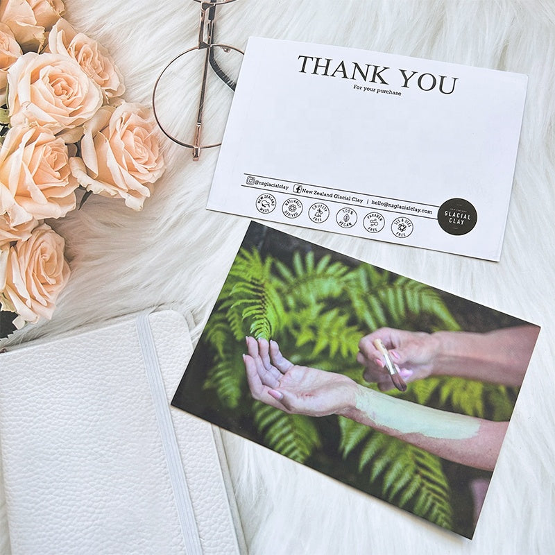 Factory Wholesale Custom Logo Printing Thank You Cards Personalized Paper Insert Card With Envelope Gold Foil UV Print Small Business Gift After-sales Greeting Card OEM ODM