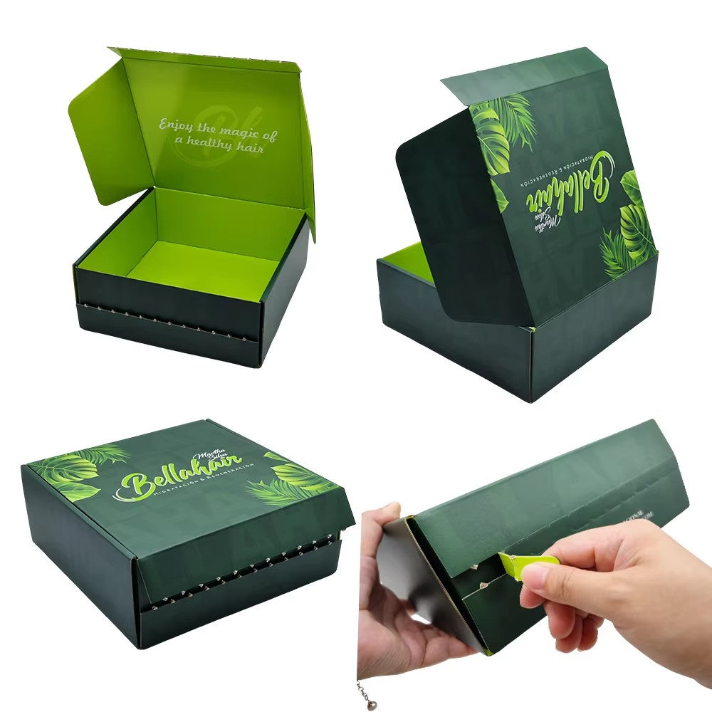 High Quality Custom Printable Tear-off Strip Corrugated Mailer Box Self Sealing No Tape Recyclable Apparel Cosmetic Jewelry Shipping Packaging Custom Logo Size Contact Us For Printable Zipper E-commerce Mailing Box Solutions