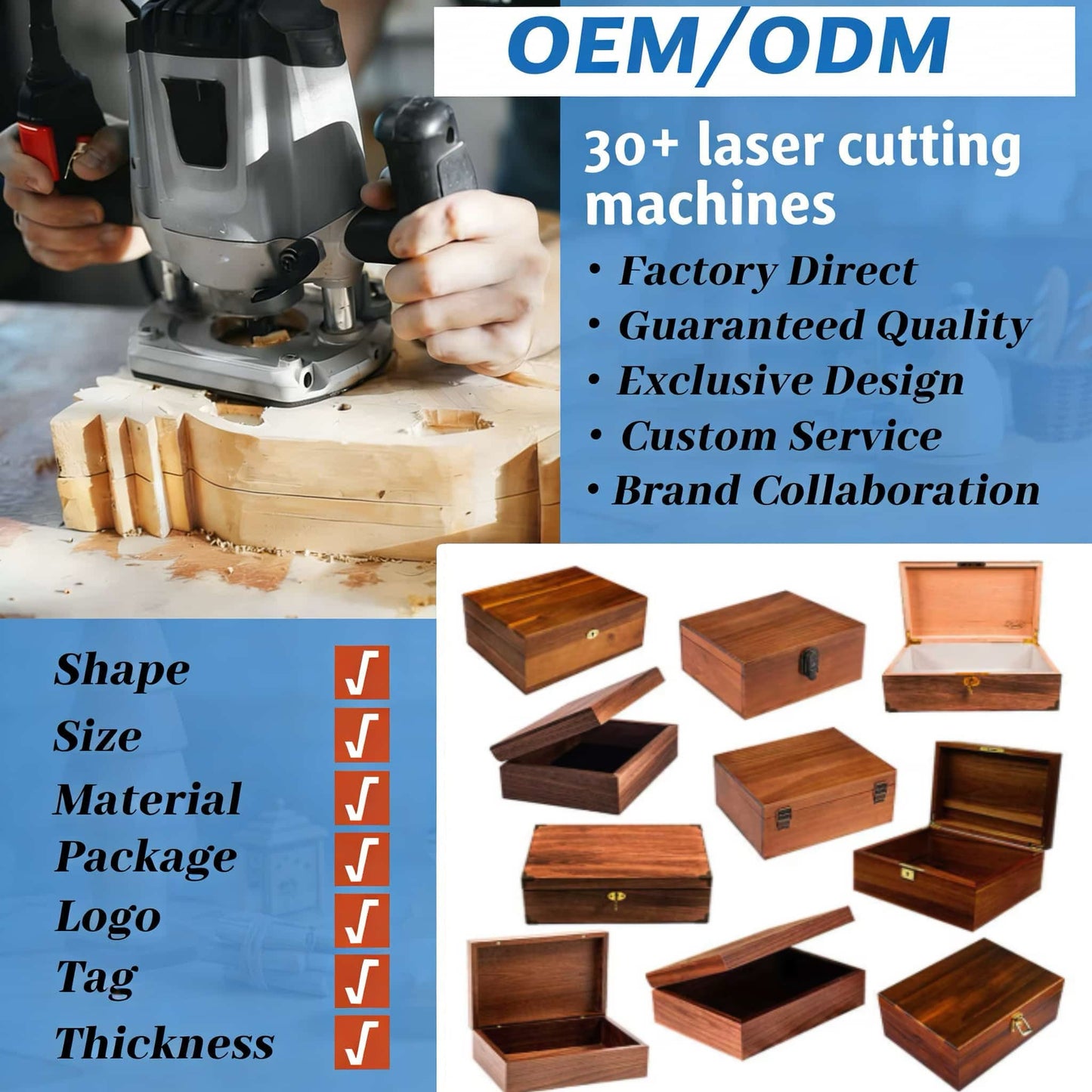 Customizable OEM Wooden Storage Box Custom Logo Eco Pine Walnut MDF Wood For Jewelry Tea Wine Craft Multi-scene Gift Pack