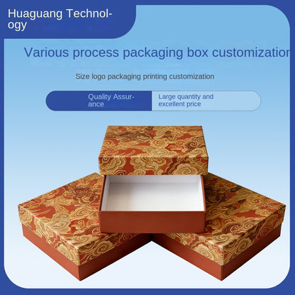 High End Chinese Style Xiangyun Pattern Heaven And Earth Lid Rigid Gift Box Recyclable Oriental Festive Packaging Carton Custom Logo Size Contact Us For Luxury Chinese Gift Packaging Solutions