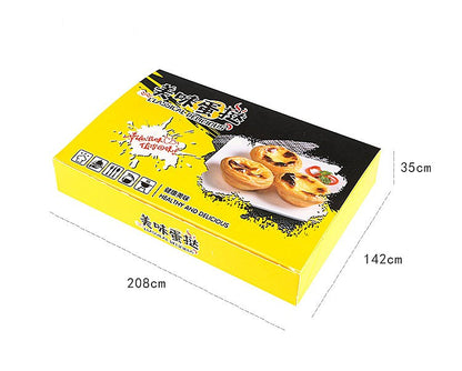 Custom Egg Tart Paper Box Food Grade Greaseproof Recyclable Foldable Bakery Takeout Packaging Box With Clear Window Custom Logo For 2/4/6 Pcs Portuguese Pastry Dessert