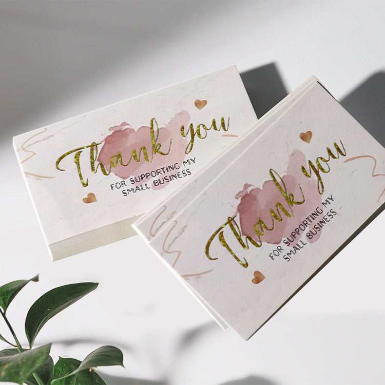 Custom Colorful Paper Thank You Card Full CMYK Color Printing Custom Logo QR Code Small Business Packaging Insert Matte Thick Cardstock Wholesale Printing Service
