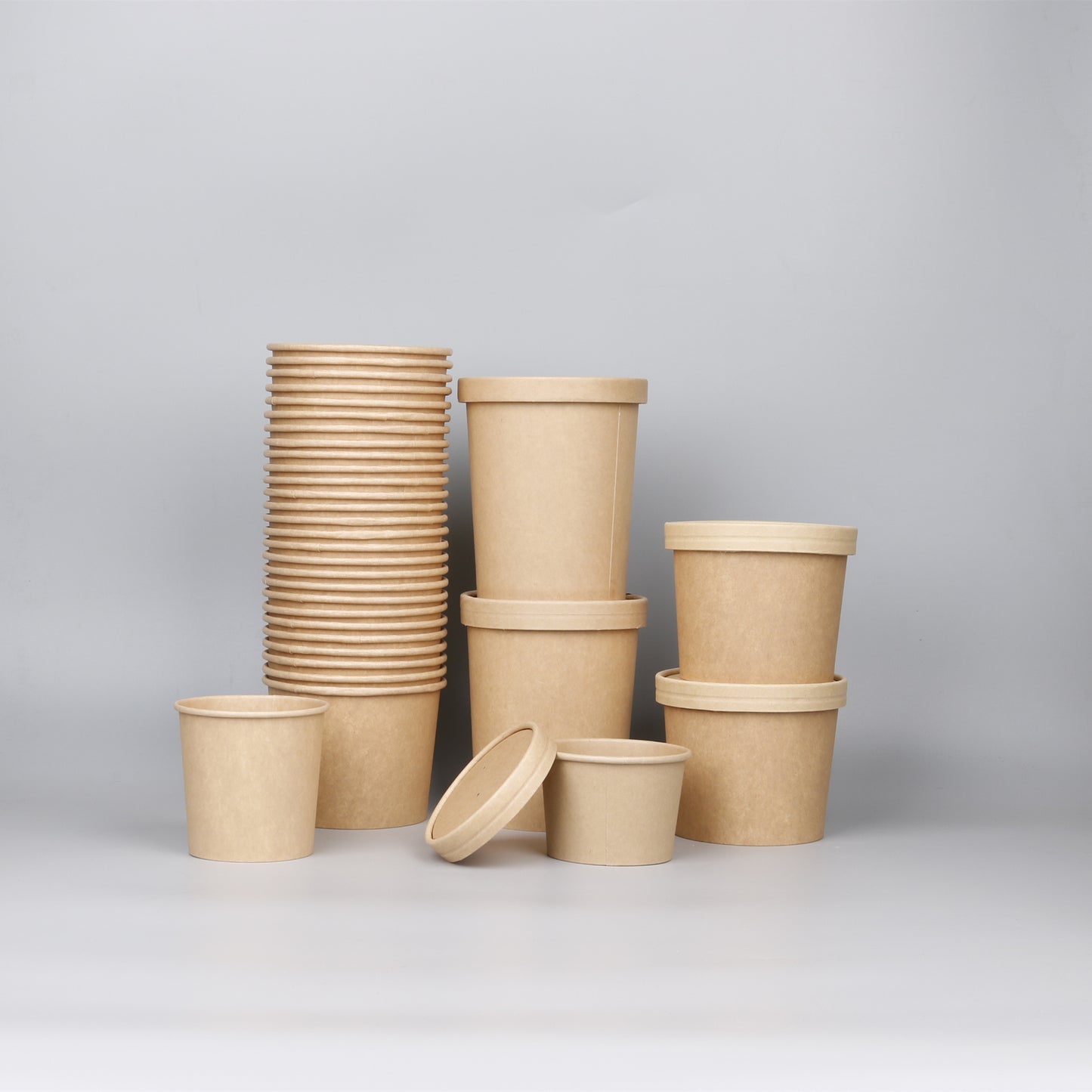 Manufacturer Custom Kraft Paper Soup Bowl With Lid Food Grade Biodegradable Custom Logo For Takeaway Noodle Porridge Pack