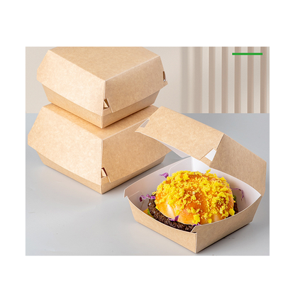 Wholesale Customizable Disposable Corrugated Hamburger Takeaway Box Food Grade Greaseproof Clamshell Carton Custom Logo For Fast Food Restaurant Delivery