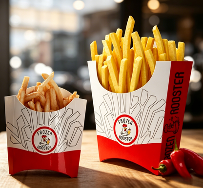 Custom Printed French Fry Packaging Box Food Grade Greaseproof Disposable Kraft Paper Cone Holder Custom Logo For Fast Food Restaurant Snack Takeaway Delivery