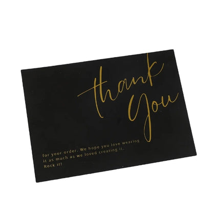 High Quality Black & Green Custom Thank You Card Printing Gold Foil Thick Matte Cardstock Custom Logo E-commerce Packaging Insert Greeting Card Wholesale Printing Service