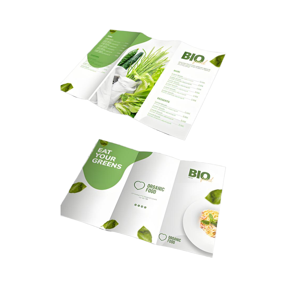 Custom Half Fold Bi-Fold Advertising Brochure Printing Full Color CMYK Promotional Leaflet Company Profile Menu Instruction Manual Custom Logo Paper Printing Service