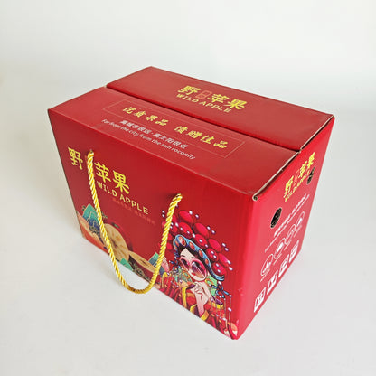 High Quality Custom Logo Hard Corrugated Gift Box Recyclable Kraft Paper Packaging With Handle For Wine Fruit Corporate Festival Gift