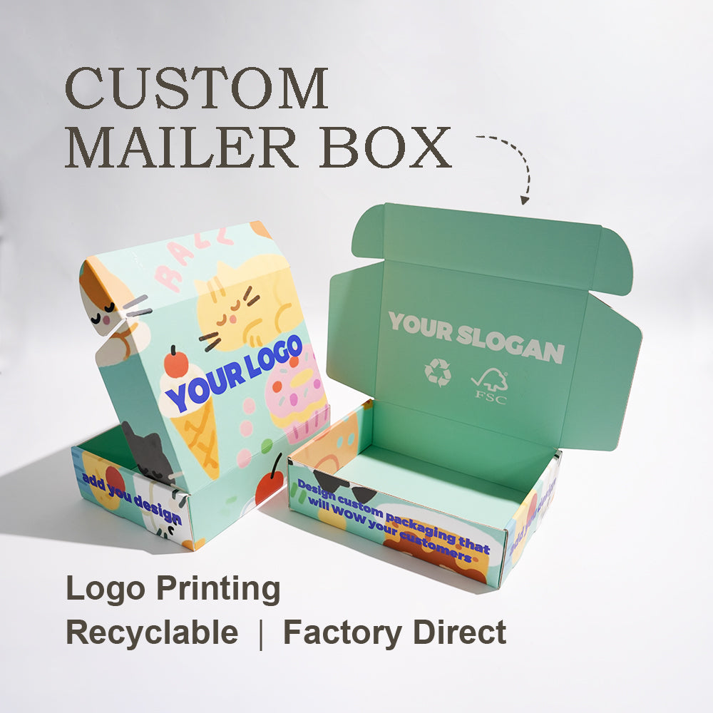 Eco Friendly Customized Corrugated Mailer Paper Box Full CMYK Logo Print Recyclable Foldable E-commerce Shipping Box Apparel Cosmetic Gift Packaging OEM Wholesale